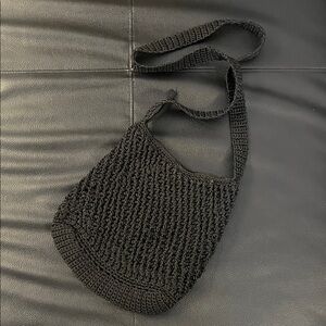 Elegant Black Crochet Shoulder Bag